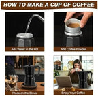 Aluminum Moka Pot Stovetop Espresso Maker with Anti-Scald Handle - Image 7
