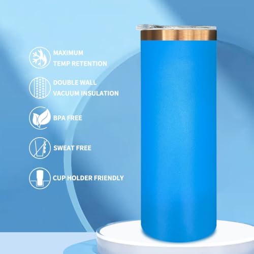 20 oz Skinny Tumblers Bulk with Lids and Straws Baby Blue,4 pack - Image 3