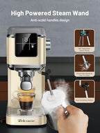 RELEXNOW Espresso Machine, 20 Bar Espresso Maker Milk Frother & LCD Panel, Hot & Iced Coffee Machine, Stainless Steel Espresso Coffee Machine with 41oz Water Tank for Cappuccino, Latte - Image 7