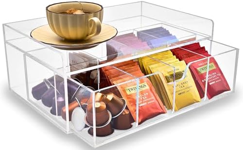 Heavy-Duty Acrylic Tea Station with 8-Compartment Drawer Organizer by Meicloud