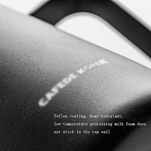 Homemade Stainless Steel Milk Frothing Pitcher Teflon Non-stick Coating Milk Frother Coffee Latte Art Milk Jug Cup Large Capacity Pull flower (Color : Black600ml) - Image 5