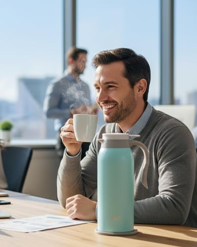GiNT 51 Oz Stainless Steel Thermal Coffee Carafe, Double Walled Vacuum Insulated Flask, 12 Hour Heat Retention, 1.5 Liter Tea, Water, and Coffee Dispenser (Upgraded version Blue) - Image 6