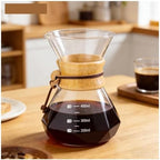 Hand Brewed Coffee Filter Cup Pour Over Maker For Home,Glass Coffee Pot Drip Brewing Cafetera 400M/600ML(400ML Edges) - Image 2