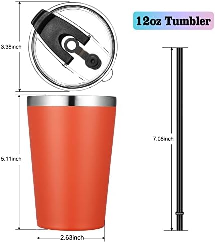 VEGOND 12oz Tumbler Stainless Steel Tumbler bulk Vacuum Insulated Double Wall Travel Tumbler with Lid and Straw Reusable Tumbler, Brick Red 6 Pack - Image 3