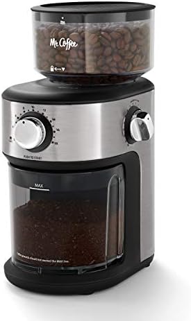 Mr. Coffee Burr Coffee Grinder Automatic Grinder with 18 Presets for French Press Drip and Espresso 18-Cup Capacity Stainless Steel by MrCoffee