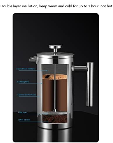 French Press Coffee Maker, Insulated Cafetiere Coffee Press, French Press Pot Stainless Steel Double Layer Portable French Press Coffee Maker for Home Outdoor Camping Travel ﻿(800ml) - Image 5