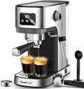 20 Bar Espresso Machine for Home, Cappuccino & Latte Maker with Milk Frother Steam Wand, ESE Pod Filter, Accurate Temperature & Time Control, Compact Stainless Steel Coffee Machine by Unknown