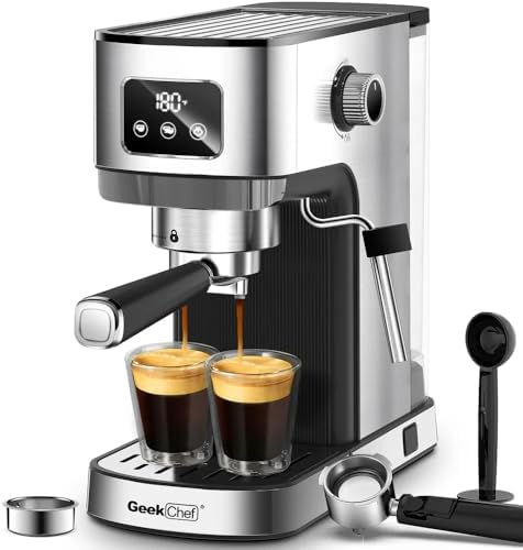 20 Bar Espresso Machine for Home, Cappuccino & Latte Maker with Milk Frother Steam Wand, ESE Pod Filter, Accurate Temperature & Time Control, Compact Stainless Steel Coffee Machine by Unknown