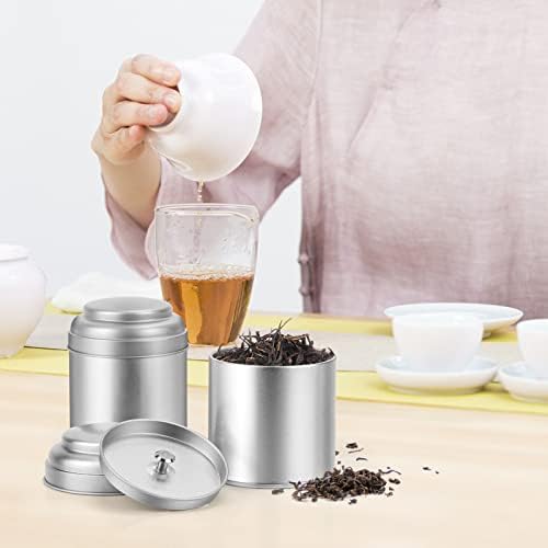 TRISCO Tea Tin with Airtight Double Lids for Loose Leaf Tea Storage, 8 Fl Oz Kitchen Small Tin Can and Tea Canister for Tea Coffee Sugar Candy Spices Christmas Gift, 18PCS - Image 4