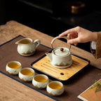 7-Piece Ruyao Ceramic Chinese GongfuTea Set, Traditional Crackle Glaze Teapot with Cups and Bamboo Tray, Gift Box Included - Image 4