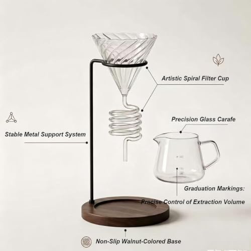 Spiral Pour Over Coffee Maker Set with Stand, 400ml - Image 7