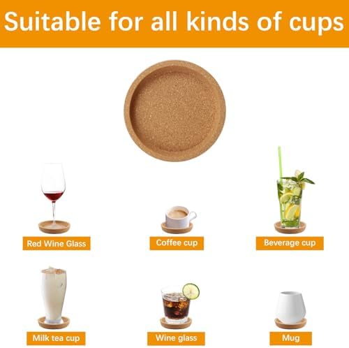 15 Pcs Cork Coasters with Lip,Protect Your Table from Beverage Leak-Proof Cork Cup Holder,Non-Slip,Absorbent and Reusable Coasters for Drinks,Suitable for use with Most Types of Mugs (Pack of 4) - Image 4