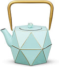 Toptier Cast Iron Teapot, Stovetop Safe Japanese Cast Iron Tea Kettle, Diamond Design Tea Pot with Removable Infuser for Loose Tea, 30 Ounce (900 ml), Light Green by toptier