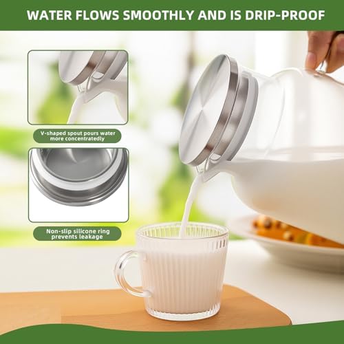 1 Gallon/3.8L Thickened Glass Pitcher with Lid and Spout, Glass Pitcher - Image 5