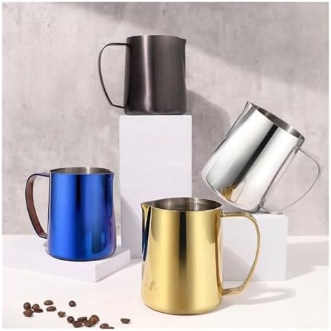 milk frothing pitcher Milk Jug 350/600ML Stainless Steel Frothing Pitcher Pull Flower Cup Coffee Frother Latte Art Foam Tool Coffeware for kitchen(600ml,Blue) - Image 2