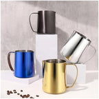 milk frothing pitcher Milk Jug 350/600ML Stainless Steel Frothing Pitcher Pull Flower Cup Coffee Frother Latte Art Foam Tool Coffeware for kitchen(600ml,Blue) - Image 2
