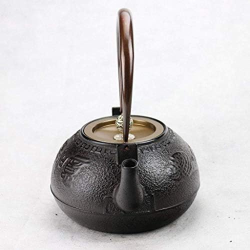 Classic tea kettle, Cast Iron Teapot,Japanese Cast Iron Teapot Kettle with Uncoated Oxidized Inner Wall, 1.2L Cast Iron Teapot Flat Bottom for Charcoal Stove Induction Cooker Japanese-Style Retro Kett - Image 5