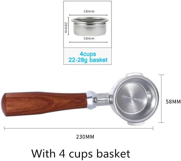 58MM Bottomless Filter Portafilter,Compatibility E61 brewing head, with 1/2/4 cups basket(Type l) - Image 2