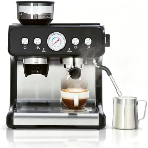 Espresso Machine with 20Bar Pump,Burr Grinder,Steam Wand 30 Grind Settings by HOME