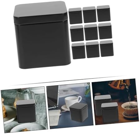 Healifty 10pcs Rectangular Tin Box with Lid, Black Tinplate Metal Storage - Image 7