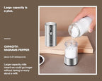 Electric Salt and Pepper Grinder Set, USB Rechargeable Automatic Pepper Mill, Large Capacity with Dual LED Light, One-Handed Operation, Slide Cover, Brushed Stainless Steel - Image 4