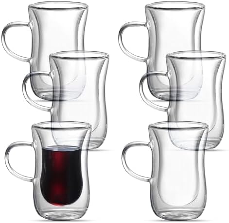 4 Oz Double Wall Borosilicate Insulated Glass Coffee Mug Set of 6, 120ml Coffee Cups with Handle for Tea, Latte - Perfect Espresso Cup Gift - Image 7
