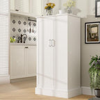 kepptory 47” Pantry Cabinet, Kitchen Pantry Storage Cabinet with Doors and Adjustable Shelves,Freestanding Buffet Cupboards Sideboard for Living Room and Dinning Room (White) - Image 4