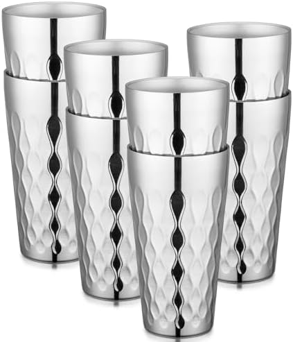 Beasea Stainless Steel Cups 19 oz, 8 Pack Large 18.6oz 550ml Stainless Steel Drinking Cups Tumbler Stackable Double Wall Insulated Individual Metal Pint Glasses Tin for Home Party Camping by Beasea