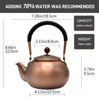 40.6oz Copper Tea Kettle for Stovetop Safe, Chinese Style Non-Coating Pure Copper Teapot with Tea Ball for Loose Tea, Handmade Solid Tea Pot with Non Slip Handle(1200ml) - Image 5