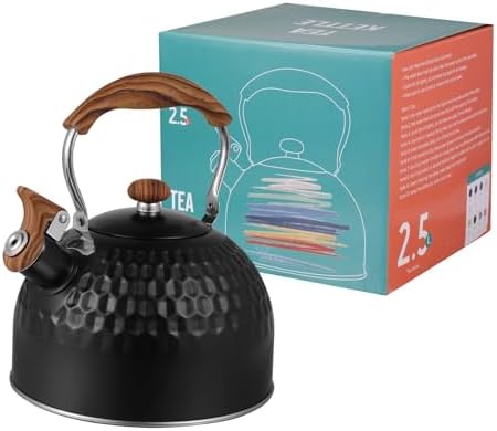 Tea Kettle Stovetop Whistling Teakettle Teapot, Stainless Steel, 2.5 L Black - Image 5