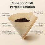 VEVOK CHEF Manual Coffee Grinder & 200PCS #2 Cone Coffee Filters Bundle, Stainless Steel Adjustable Burr Hand Grinder Unbleached Natural Paper Filters for Home Camping - Image 6