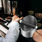 Reallnaive 5.3in Espresso Knock Box with Lid, Stainless Steel, Round - Image 6