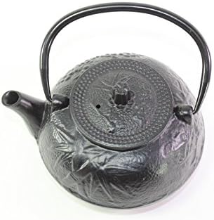 Japanese Antique 24 Fl Oz Round Black Pine Plum Bamboo Chinese Cast Iron Teapot Tetsubin with Infuser Filter + Gift Bow - Image 6