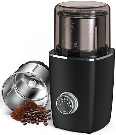 CEVING Hands-Free Blade Coffee Grinder, Cordless Coffee Mill with 5-30S Adjustable Grinding, Triple-Lock Safety & 1500mAh Rechargeable Battery with Removable Bowl, Portable for Camping, Travel, etc. by CEVING