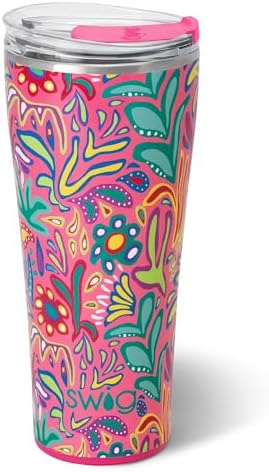 Swig Life 32oz Insulated Tumbler with Lid, Flora Rosa by SwigLife