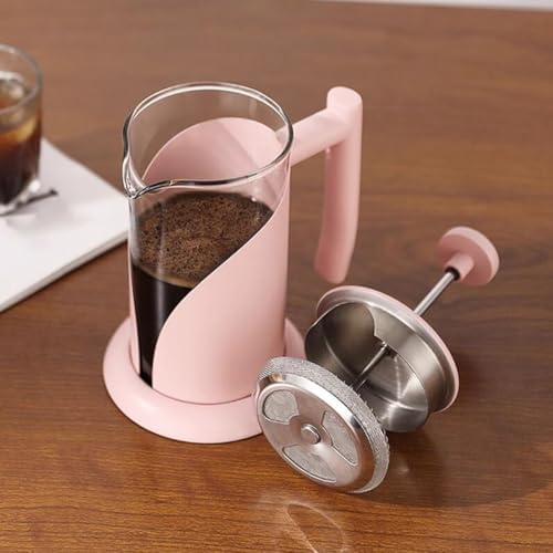 French Press Coffee Maker Coffee Press, With 3 Filters System, Heat Resistant Thickness Borosilicate Glass, Stainless Steel, Cold Brew Coffee Tea Pot, Easy To Clean(/Pink,800ml) - Image 5