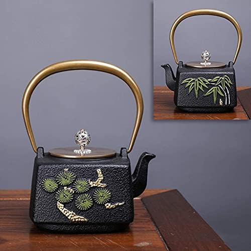 LJYT Teapot Teapots Cast Iron Handmade Teapot Loose Leaf Teapot Filter Heat Tea Kettle Single Home kettle Uncoated vintage cast iron kettle (Color : Party pine tree) by Unknown