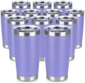 20 oz Tumbler Stainless Steel Tumblers Bulk with Lid Double Wall Insulated Coffee Tumbler Cups for Hot & Cold Drinks Powder Coated Travel Coffee Tumbler Mug Metal (Lavender, 12 pack) by VQRRCKI
