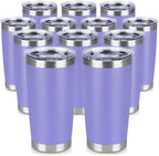 20 oz Tumbler Stainless Steel Tumblers Bulk with Lid Double Wall Insulated Coffee Tumbler Cups for Hot & Cold Drinks Powder Coated Travel Coffee Tumbler Mug Metal (Lavender, 12 pack) by VQRRCKI