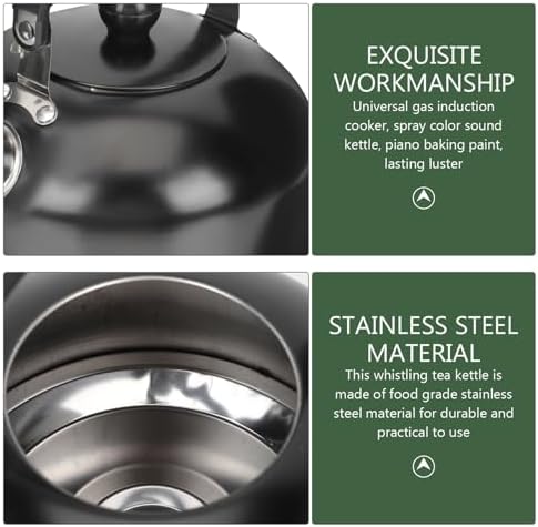 3l Stainless Steel Whistling Tea Kettle with Black Handle - Image 5