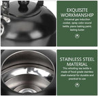 3l Stainless Steel Whistling Tea Kettle with Black Handle - Image 5