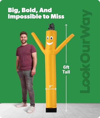 LookOurWay Air Dancers Wacky Waving Inflatable Tube Man Attachment - 7 Feet Tall Advertising Air Dancer Waving Man Inflatable Tube Guy - Blower Not Included - Yellow - Image 3