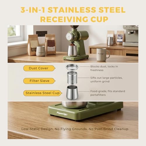 Electric Burr Coffee Grinder, 8 Grind Settings Cream Style Green - Image 5