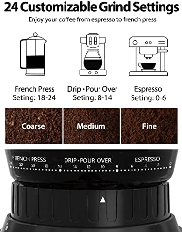 Aromaster Conical Coffee Grinder, Burr Coffee Grinder, Espresso/Drip/Cold Brew/French Press Coffee Maker… - Image 2
