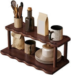 Wooden Mug Holder Countertop, 2-Tier Coffee Cup Holder Mug Display Coffee Mug Organizer Mug Rack for Coffee Station Organizer Mug Shelf for Cabinet for Kitchen, Home,2Tier_40cm by Unknown
