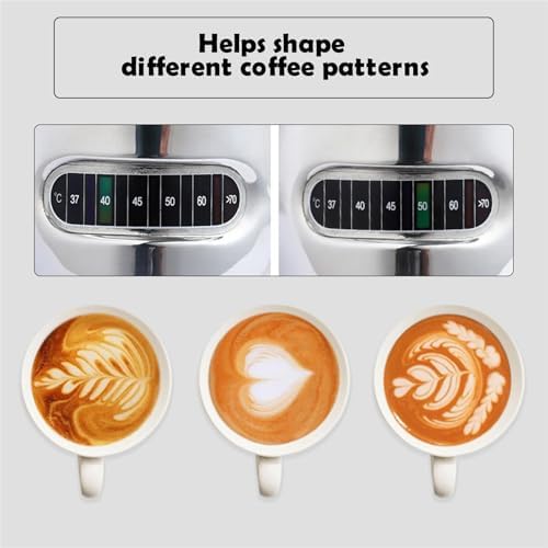 12/20oz Milk Frothing Pitcher with Temperature Display Stainless Steel Frother Jug Cup for Latte Art Barista(600ml 20oz) - Image 4