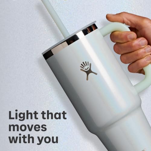 Hydro Flask Travel Tumbler with Handle, Lid and Straw - Insulated Stainless Steel in 24 Oz Glimmer Cream - Image 4