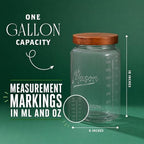 1 Gallon Glass Jars with Wooden Lids - Extra Large Mason Jars Wide Mouth with Airtight Wood Lids - Square Glass Storage Containers with Measurement Markings for Flour, Sugar & Pickling, 3 Pack - Image 3
