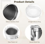 3 PCS Stainless Steel Kitchen Canisters, 62 oz Airtight Metal Food Storage Containers with Clear Clamp Lids, Coffee Bean Tea Sugar Flour Canister Set for Kitchen Pantry Counter Shelf - Image 2