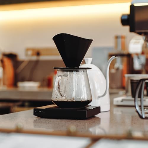 Pour Over Coffee Maker Set, Black Ceramic Coffee Dripper with V60 Paper filter, 650ml Coffee Glass Server for Cafe Home Restaurant 6291-12202-03A - Image 5
